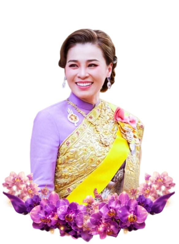 พระบรมฉายาลักษณ์และพุ่มดอกกล้วยไม้